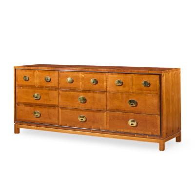  Hickory Manufacturing Co Hickory Manufacturing Mid Century Walnut and Brass Campaign Dresser