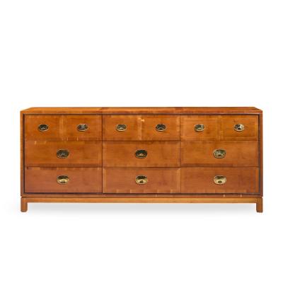  Hickory Manufacturing Co Hickory Manufacturing Mid Century Walnut and Brass Campaign Dresser