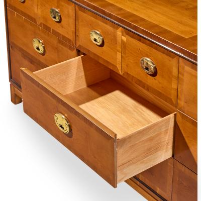  Hickory Manufacturing Co Hickory Manufacturing Mid Century Walnut and Brass Campaign Dresser