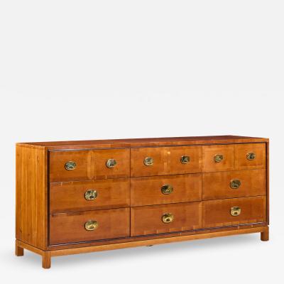  Hickory Manufacturing Co Hickory Manufacturing Mid Century Walnut and Brass Campaign Dresser