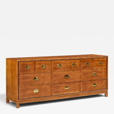  Hickory Manufacturing Co Hickory Manufacturing Mid Century Walnut and Brass Campaign Dresser