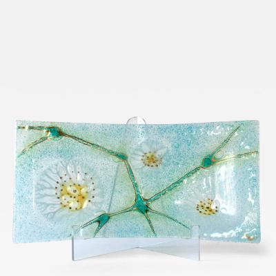  Higgins Glass Studio A Rectangular Thistledown Fused Art Glass Plate by Higgins
