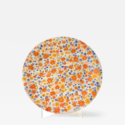  Higgins Glass Studio Large Country Garden Patterned Fused Glass Plate by Higgins