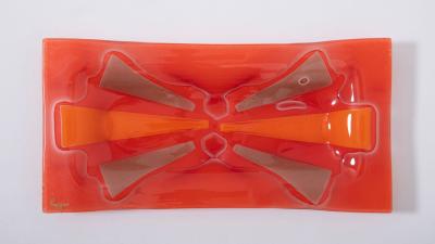  Higgins Glass Studio Mandarin Retangular Tray by Michael Frances Higgins