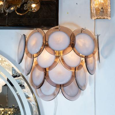  High Style Deco Modernist 14 Disc Sconces in Handblown Murano Amethyst Translucent Glass