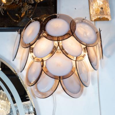  High Style Deco Modernist 14 Disc Sconces in Handblown Murano Amethyst Translucent Glass