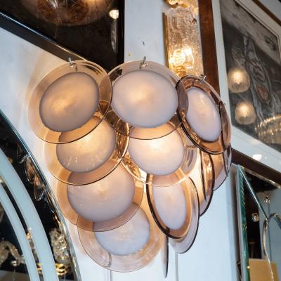  High Style Deco Modernist 14 Disc Sconces in Handblown Murano Amethyst Translucent Glass
