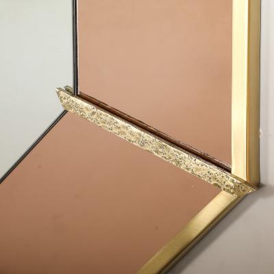  High Style Deco Modernist Custom by High Style Deco Segmented Bronze Octagonal Bordered Mirror