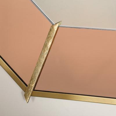  High Style Deco Modernist Custom by High Style Deco Segmented Bronze Octagonal Bordered Mirror