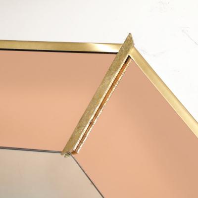  High Style Deco Modernist Custom by High Style Deco Segmented Bronze Octagonal Bordered Mirror