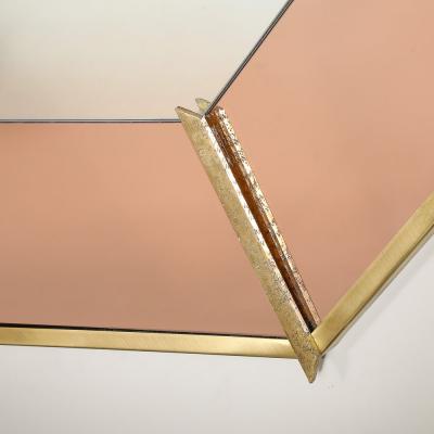  High Style Deco Modernist Custom by High Style Deco Segmented Bronze Octagonal Bordered Mirror