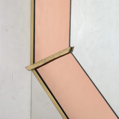  High Style Deco Modernist Custom by High Style Deco Segmented Bronze Octagonal Bordered Mirror