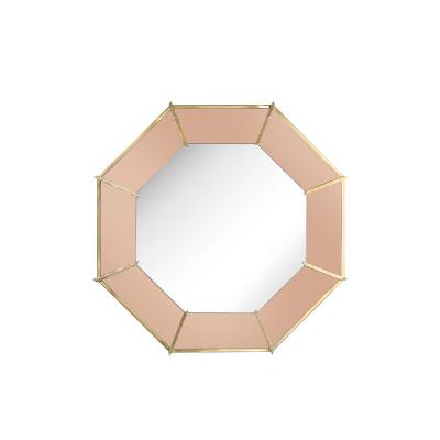  High Style Deco Modernist Custom by High Style Deco Segmented Bronze Octagonal Bordered Mirror