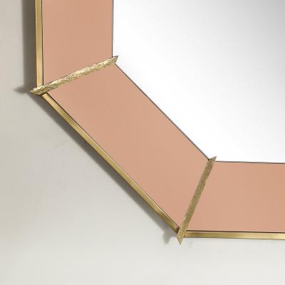  High Style Deco Modernist Custom by High Style Deco Segmented Bronze Octagonal Bordered Mirror