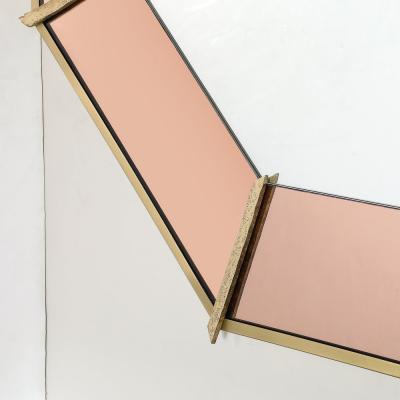  High Style Deco Modernist Custom by High Style Deco Segmented Bronze Octagonal Bordered Mirror