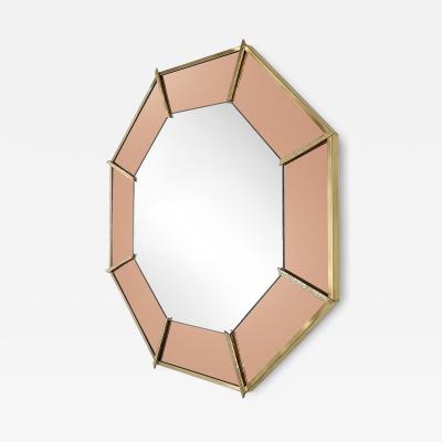  High Style Deco Modernist Custom by High Style Deco Segmented Bronze Octagonal Bordered Mirror