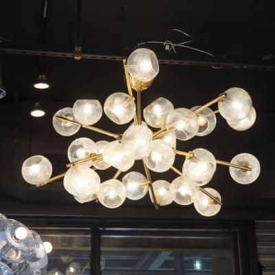  High Style Deco Modernist Murano Glass Brass Constellation Chandelier by High Style Deco