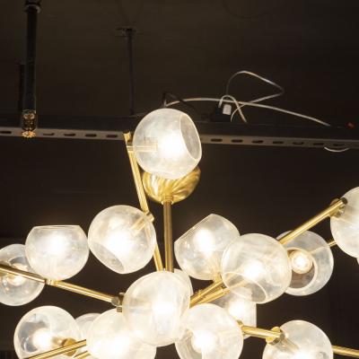  High Style Deco Modernist Murano Glass Brass Constellation Chandelier by High Style Deco