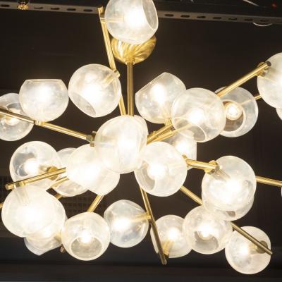  High Style Deco Modernist Murano Glass Brass Constellation Chandelier by High Style Deco