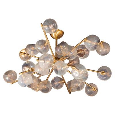  High Style Deco Modernist Murano Glass Brass Constellation Chandelier by High Style Deco