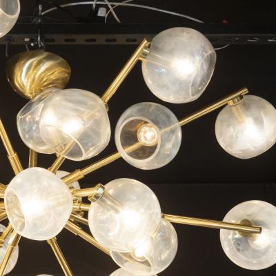  High Style Deco Modernist Murano Glass Brass Constellation Chandelier by High Style Deco