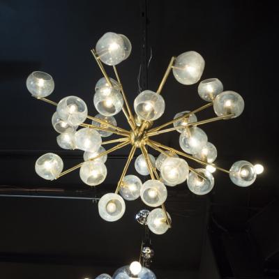  High Style Deco Modernist Murano Glass Brass Constellation Chandelier by High Style Deco