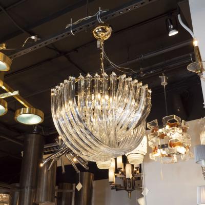  High Style Deco Modernist Murano Glass Ribbon Chandelier with Brass Fittings by High Style Deco