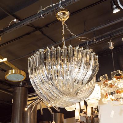  High Style Deco Modernist Murano Glass Ribbon Chandelier with Brass Fittings by High Style Deco