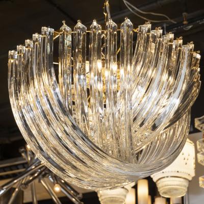  High Style Deco Modernist Murano Glass Ribbon Chandelier with Brass Fittings by High Style Deco