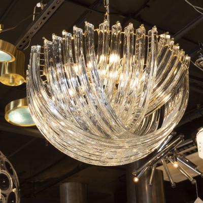  High Style Deco Modernist Murano Glass Ribbon Chandelier with Brass Fittings by High Style Deco