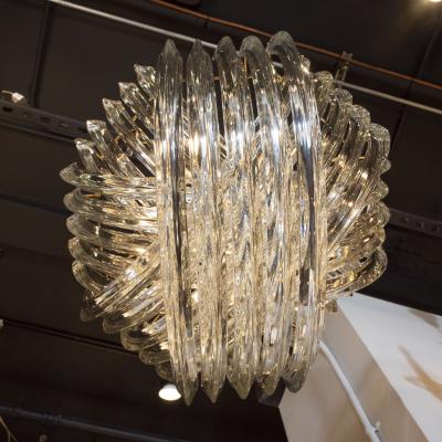  High Style Deco Modernist Murano Glass Ribbon Chandelier with Brass Fittings by High Style Deco
