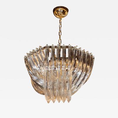  High Style Deco Modernist Murano Glass Ribbon Chandelier with Brass Fittings by High Style Deco