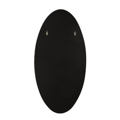  High Style Deco Modernist Oval Mirror W Antiqued Brass Border Custom by High Style Deco