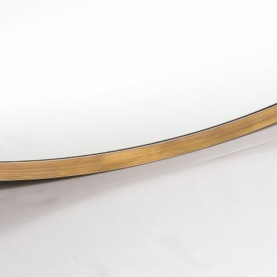  High Style Deco Modernist Oval Mirror W Antiqued Brass Border Custom by High Style Deco