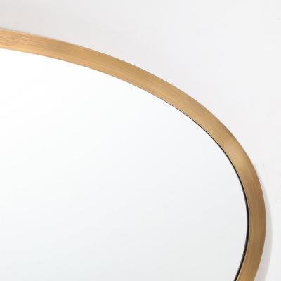  High Style Deco Modernist Oval Mirror W Antiqued Brass Border Custom by High Style Deco