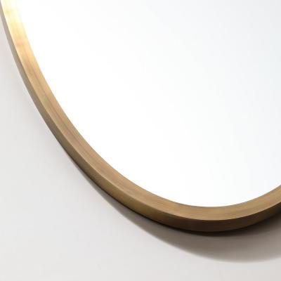  High Style Deco Modernist Oval Mirror W Antiqued Brass Border Custom by High Style Deco