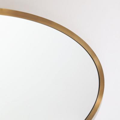  High Style Deco Modernist Oval Mirror W Antiqued Brass Border Custom by High Style Deco