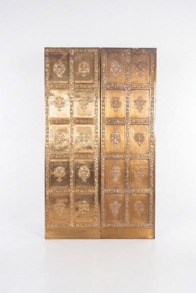  High Style Deco Pair of Brass Elevator Doors Louis Sullivan Style Chicago c 1930