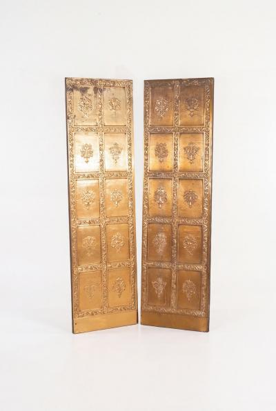  High Style Deco Pair of Brass Elevator Doors Louis Sullivan Style Chicago c 1930