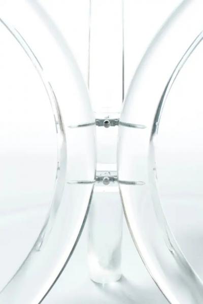  Hill Manufacturing 1970s Hollywood Regency Lucite Tusk and Glass Dining Table