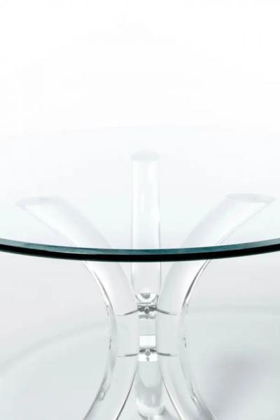  Hill Manufacturing 1970s Hollywood Regency Lucite Tusk and Glass Dining Table