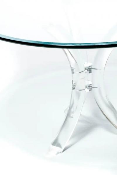  Hill Manufacturing 1970s Hollywood Regency Lucite Tusk and Glass Dining Table