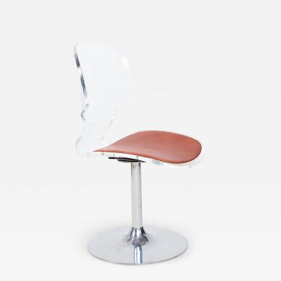  Hill Manufacturing Charles Hollis Jones Style 1980s Splashy Modern Lucite Chrome Dining Chair Set 2