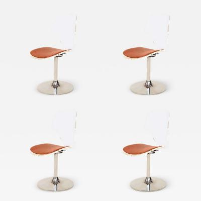  Hill Manufacturing Charles Hollis Jones Style 1980s Splashy Modern Lucite Chrome Dining Chair Set 4