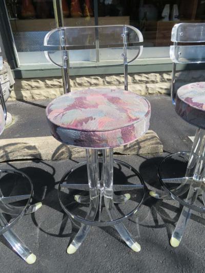  Hill Manufacturing Scrumptious Set 4 Hollywood Regency Swivel Lucite Barstools Hill Manufacturing