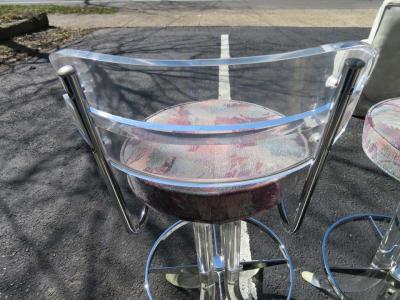  Hill Manufacturing Scrumptious Set 4 Hollywood Regency Swivel Lucite Barstools Hill Manufacturing
