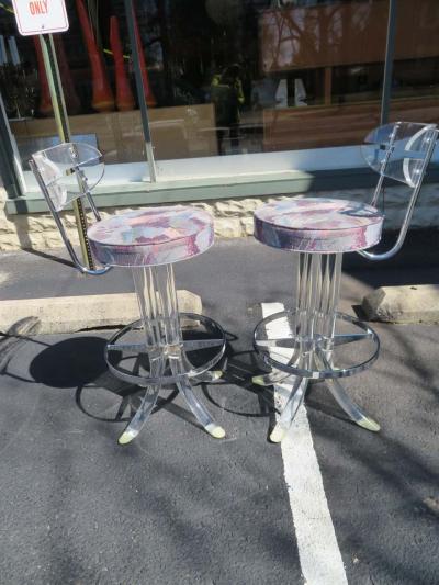  Hill Manufacturing Scrumptious Set 4 Hollywood Regency Swivel Lucite Barstools Hill Manufacturing