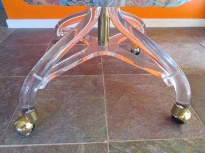 Hill Manufacturing Stunning Lucite Rolling Stool Ottoman Mid Century Modern