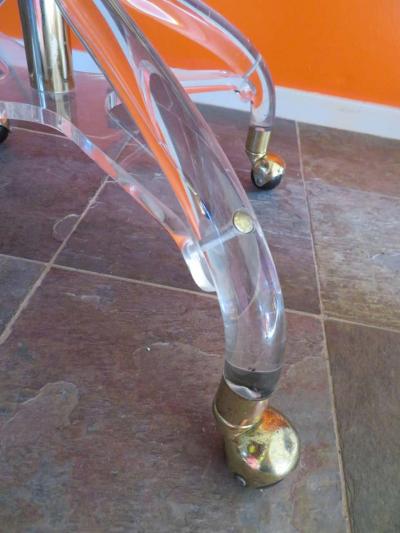  Hill Manufacturing Stunning Lucite Rolling Stool Ottoman Mid Century Modern