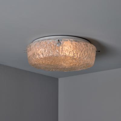  Hillebrand 1970s Hillebrand Murano Ice Glass Round Flush Mount